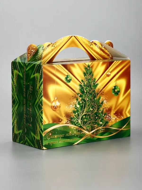 Подарочная новогодняя коробка «Праздничный шелк» в зеленом, 25×12×24 см Подарочная новогодняя коробка «Праздничный шелк» в зеленом, 25×12×24 см