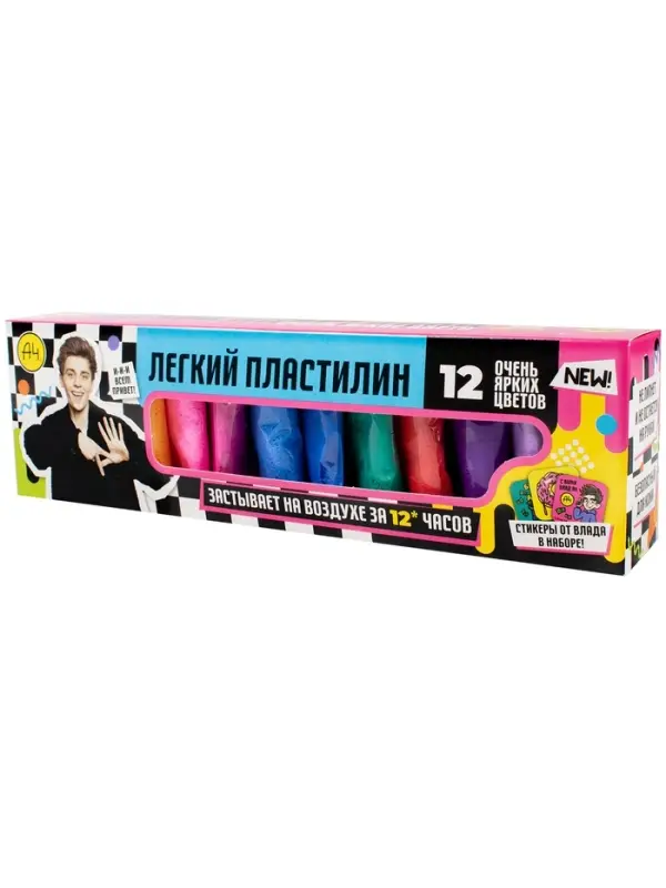 Игрушка в наборе Легкий пластилин Влад А4 12 шт очень яркие цвета коробка Игрушка в наборе Легкий пластилин Влад А4 12 шт очень яркие цвета коробка