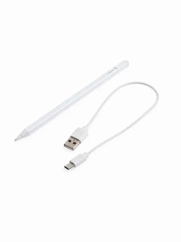 Стилус универсальный, 3 наконечника, кабель Type C- USB, белый