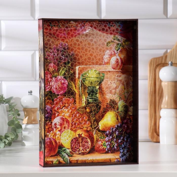 Поднос с ручками  Поднос с ручками "Натюрморт", деревянный, 30х20х4,5см