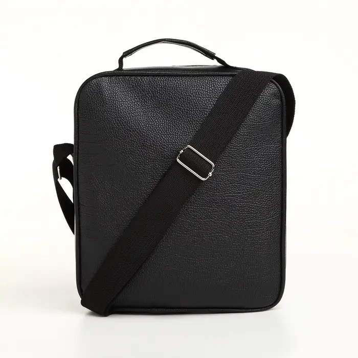 Сумка мужская через плечо на молнии, 3 наружных кармана, 24&times;11&times;20 см, чёрная