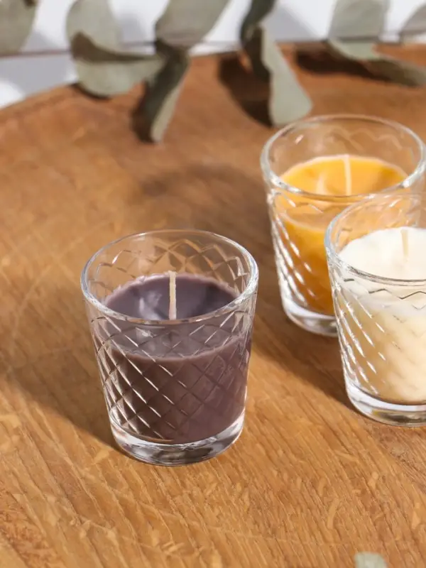 Ароматическая свеча в стакане, набор 3 шт., по 50 мл, 10 ч, 32 г, ваниль, арабика, молоко-мёд