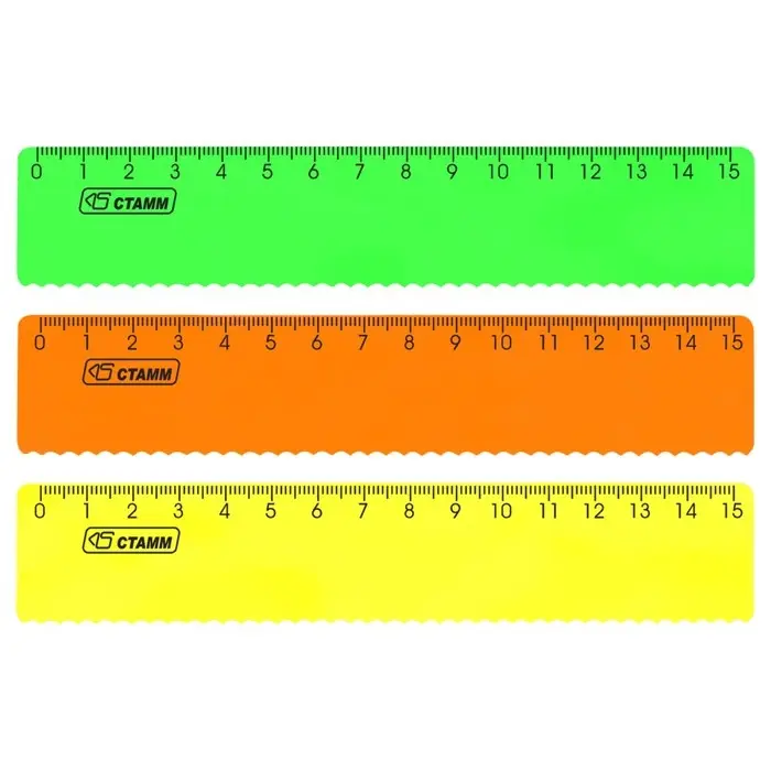 Линейка 15 см Стамм Neon, пластиковая, с волнистым краем, непрозрачная, неоновые цвета, европодвес, микс (цена за 1 шт.) Линейка 15 см Стамм Neon, пластиковая, с волнистым краем, непрозрачная, неоновые цвета, европодвес, микс (цена за 1 шт.)