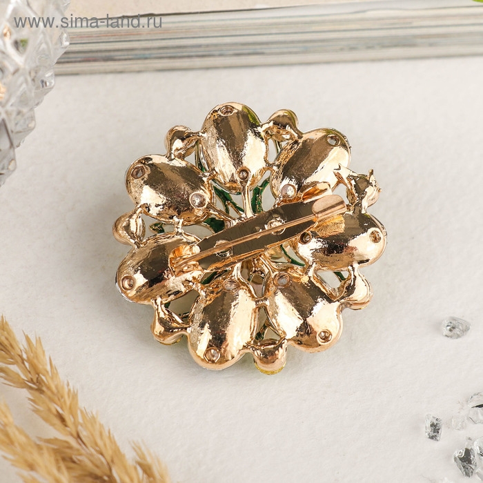 Брошь «Цветок» хризантемы, цвет зелёный в золоте Брошь «Цветок» хризантемы, цвет зелёный в золоте