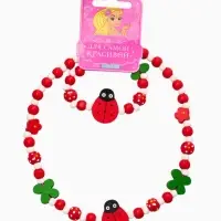 Набор детских украшений &laquo;Выбражулька. Божья коровка&raquo;, 2 предмета: бусы 35 см, браслет, d=6 см, красный, белый