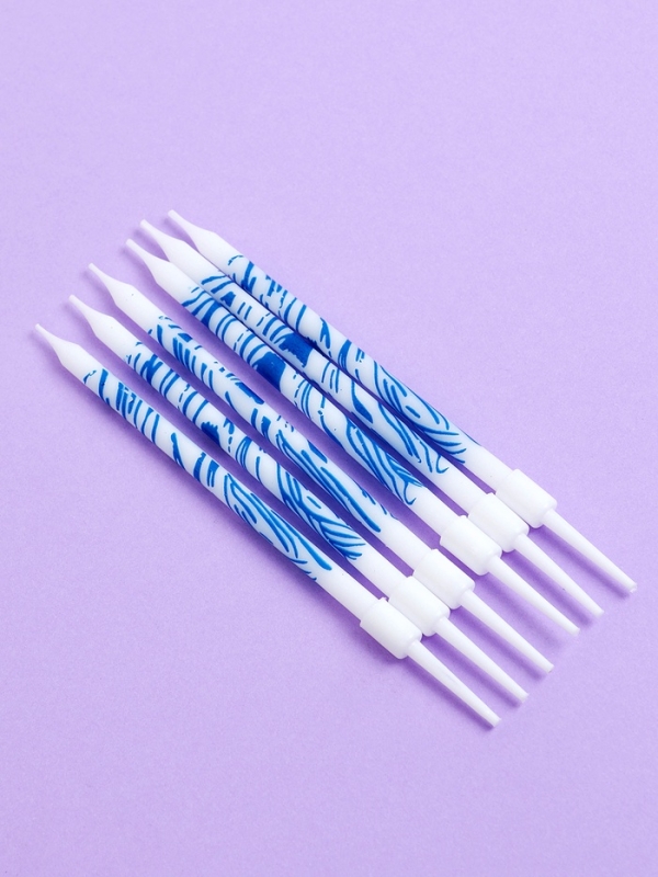 Свечи для торта  Свечи для торта "Волнистые линии", 6 шт, белый с синим
