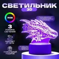 Светильник 3D RISALUX &laquo;Дракон&raquo;, LED-ночник, белый 15&times;9.5&times;11 см