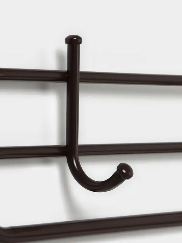 Вешалка настенная с полкой, 9 крючков, 2 яруса, 73&times;22&times;58 см, коричневая