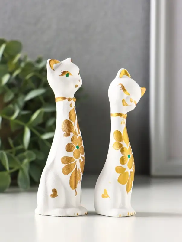 Набор фигурок 2 шт. керамика &laquo;Love - коты&raquo;, 11 см, белый