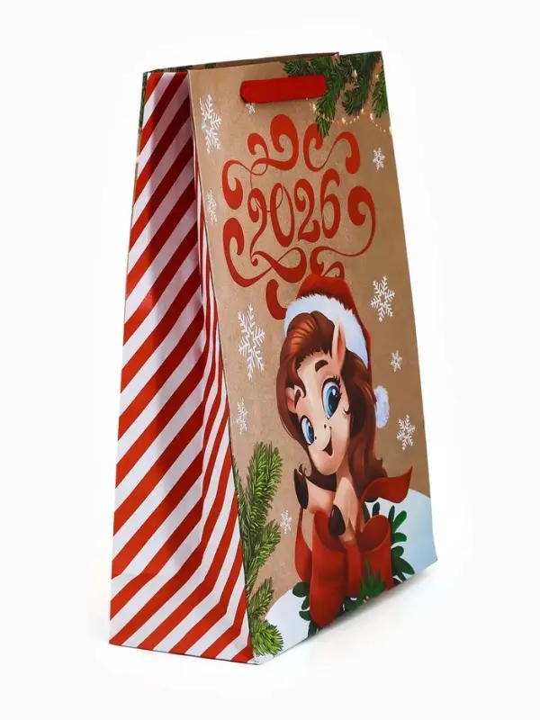 Пакет крафтовый подарочный «С Новым годом», L 31×40×11.5 см