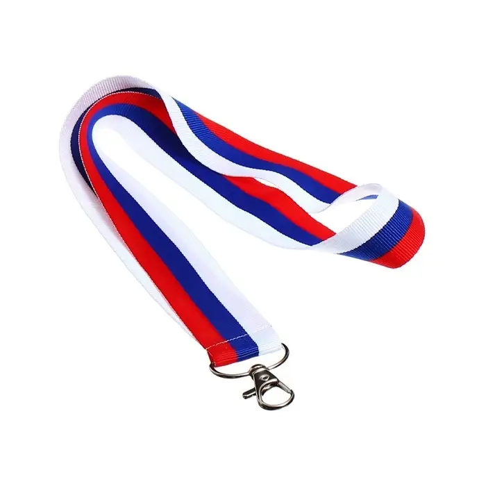 Лента для бейджа ширина -24 мм, длина-80 см с карабином, ТРИКОЛОР, Calligrata