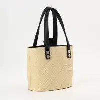 Сумка плетёная из пандана, 23&times;14&times;35 см, бежево-чёрная