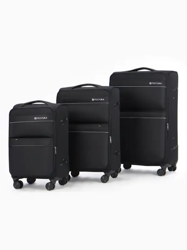Чемодан на колёсах TEXTURA, кодовый замок, с увеличением, 47&times;30&times;78 см, 28", чёрный