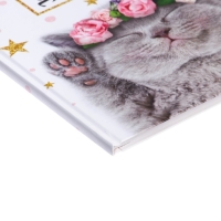 Дневник школьный для 1-11 классов, «Котенок с розами», твёрдая обложка 7БЦ, глянцевая ламинация, 40 листов
