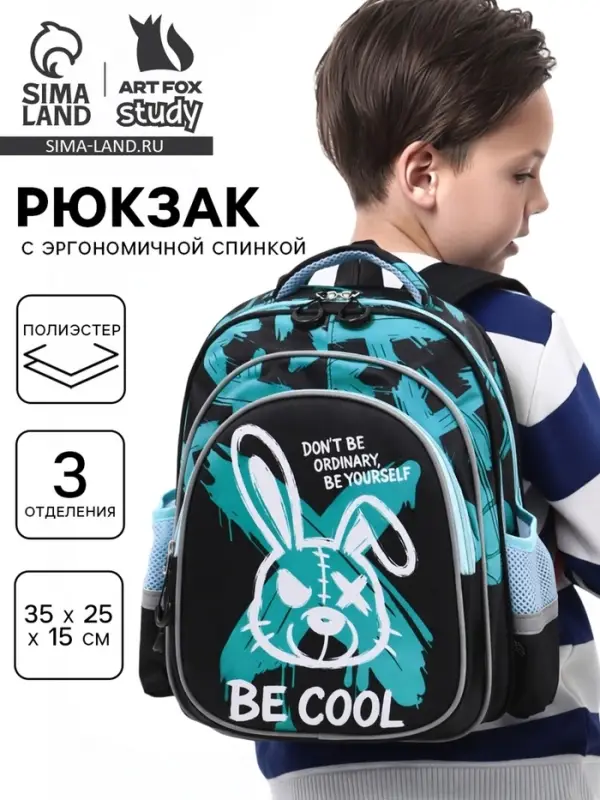 Рюкзак школьный, с эргономичной спинкой, 3 отделения, средний &laquo;Хулиган&raquo;