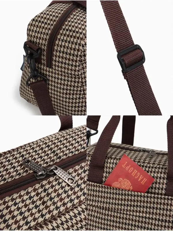 Сумка дорожная на молнии, 4 наружных кармана, длинный ремень, бежевая, коричневая Сумка дорожная на молнии, 4 наружных кармана, длинный ремень, бежевая, коричневая