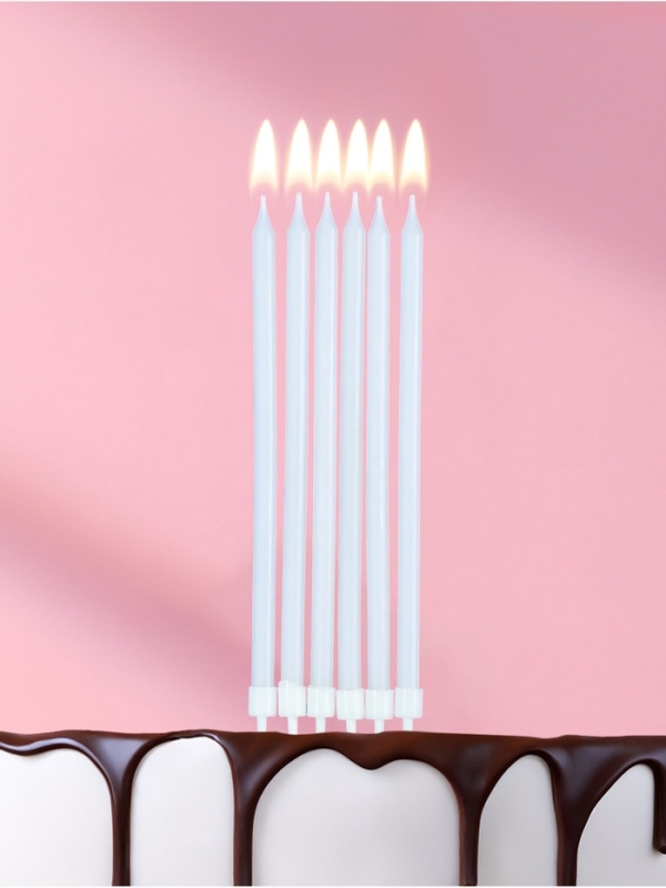 Свечи в торт коктейльные Свечи в торт коктейльные "Ройс", 6 шт, 13 см, светящиеся