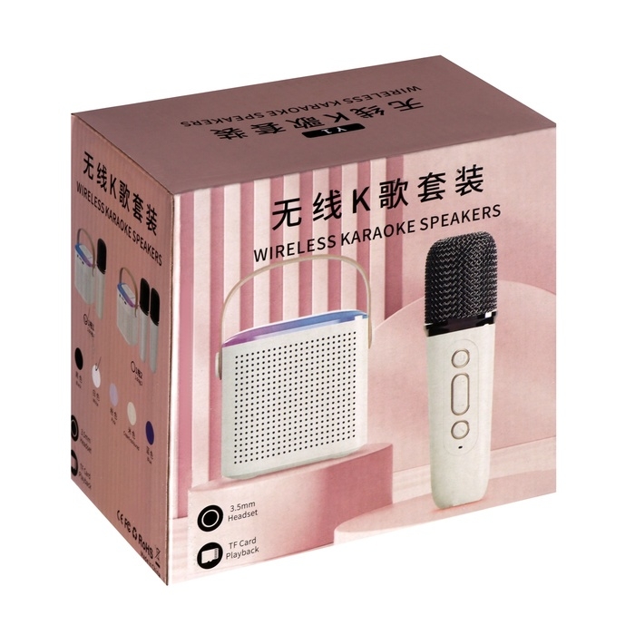 Мини караоке-система Y1, 5 Вт, микрофон, 800/400мАч, Jack 3.5, Type-С, RGB, белая Мини караоке-система Y1, 5 Вт, микрофон, 800/400мАч, Jack 3.5, Type-С, RGB, белая