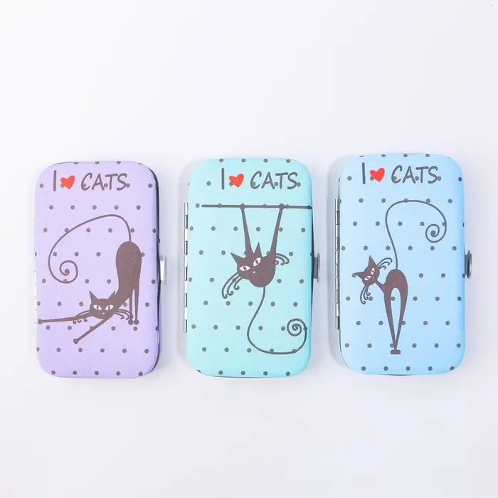 Набор маникюрный &laquo;Кошечки&raquo;, 6 предметов, в футляре, рисунок и цвет МИКС