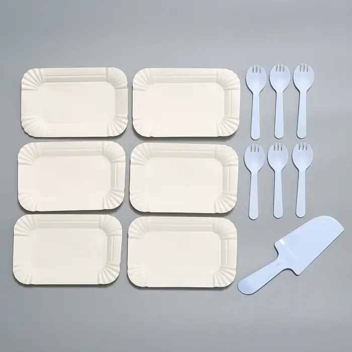 Посуда одноразовая, набор 6 шт., голубой Посуда одноразовая, набор 6 шт., голубой