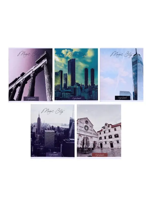 Тетрадь 48 листов в клетку Calligrata «Города», обложка мелованный картон, серые листы, МИКС Тетрадь 48 листов в клетку Calligrata «Города», обложка мелованный картон, серые листы, МИКС