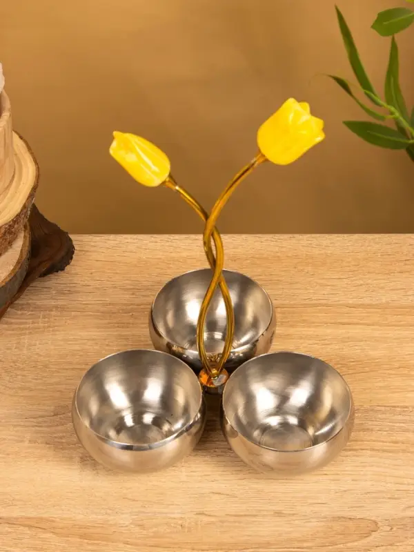 Менажница "Тюльпаны" 17х17х28 см, нержавеющая сталь