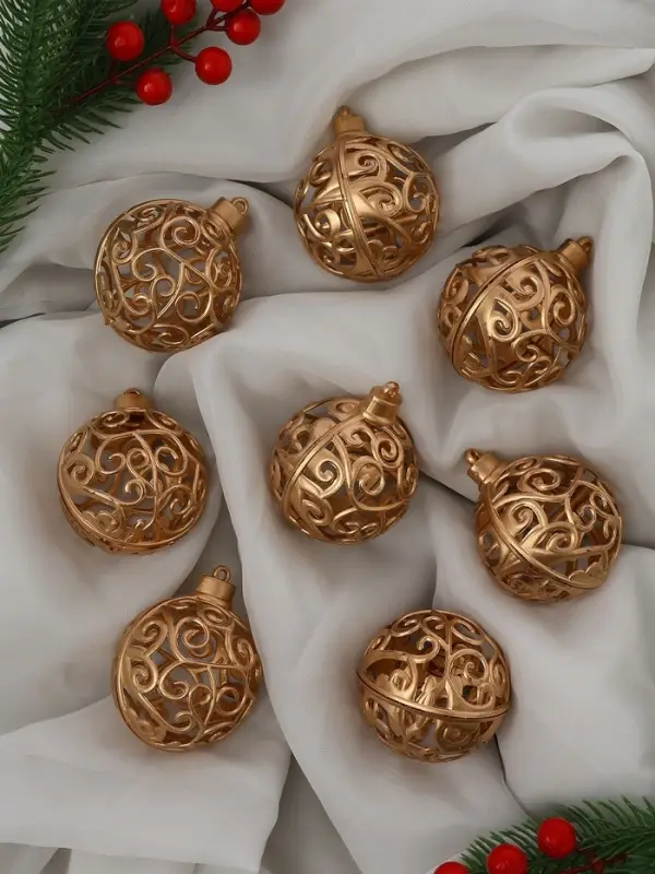 Ёлочные игрушки &laquo;Морозец&raquo;, шары новогодние, d=6 см, 8 шт., золотистые