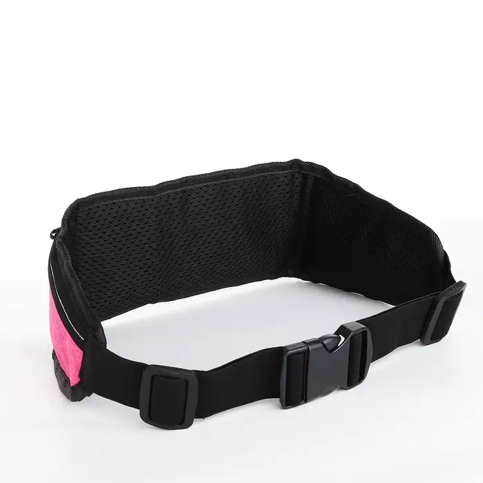 Сумка для бега, 3 отдела на молниях, светоотражающие элементы, отверстие для наушников, 50&times;0.1&times;11 см, розовая