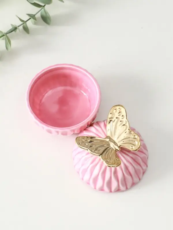 Шкатулка керамика Шкатулка керамика "Золотой филин" розовая 8х8х12 см