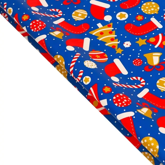 Пленка упаковочная для подарков, металлизированная, 35мкм "Новогоднее ассорти“, 50х70см