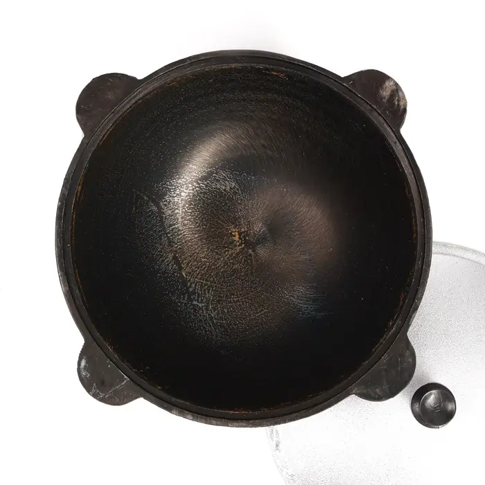 Казан, 10 л, плоское дно, алюминиевая крышка, чугун