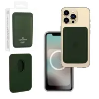 Чехол Leather Wallet Shirt Green iPh 12 - 15 Pro Max (Анимация NFC Clear) с лого