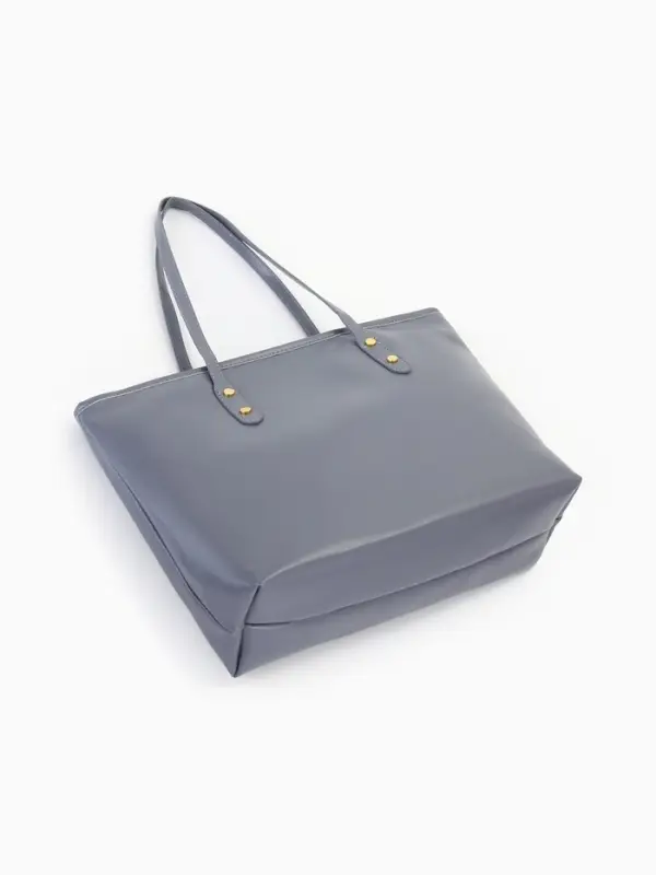 Сумка-шопер женская на молнии, размер 30.5&times;12&times;27 см, однотонная, серая