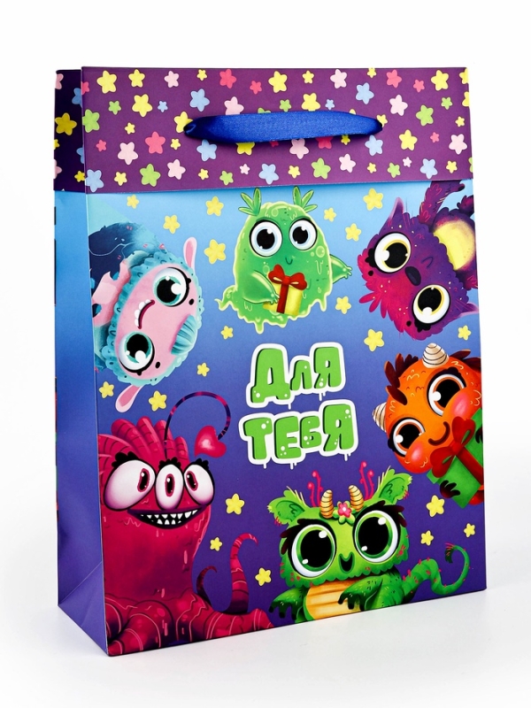 Пакет ламинированный двухсторонний «Монстрики», L 31 × 40 × 11,5 см Пакет ламинированный двухсторонний «Монстрики», L 31 × 40 × 11,5 см