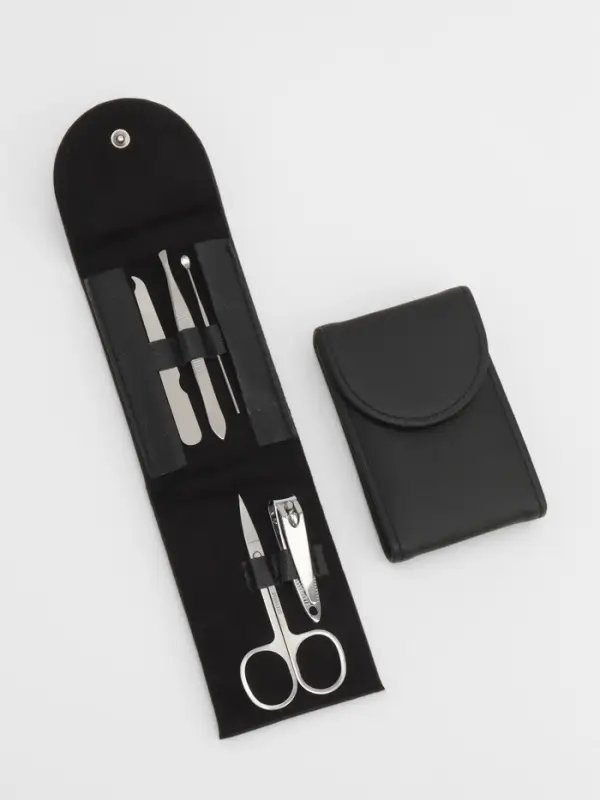 Набор маникюрный, 5 предметов, в чехле, чёрный