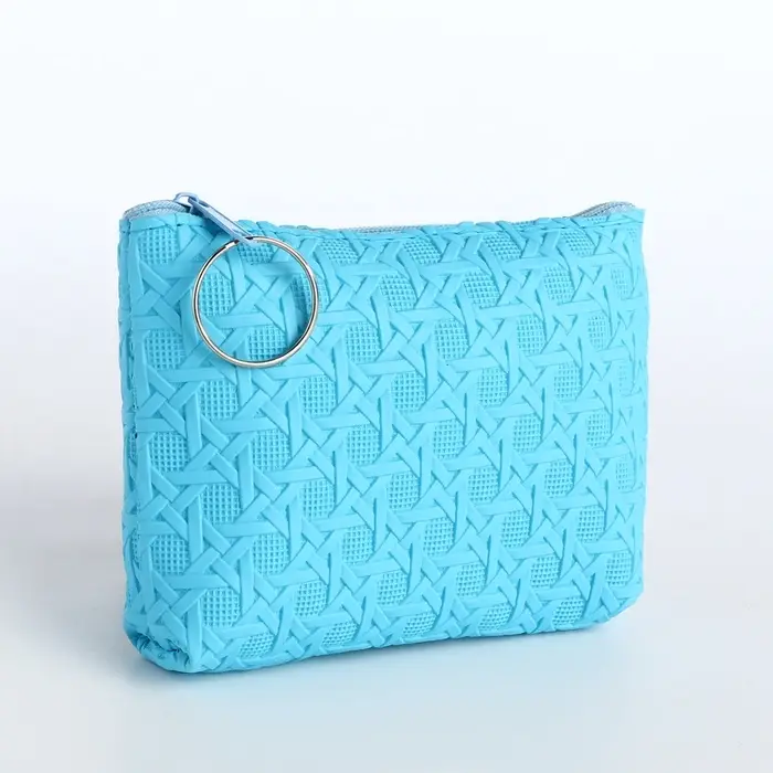 Кошелёк-монетница на молнии, 12&times;2.5&times;8.5 см, ярко-голубой