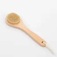 Щётка массажная для тела, из натуральной щетины, круглая, с ручкой, гладкая