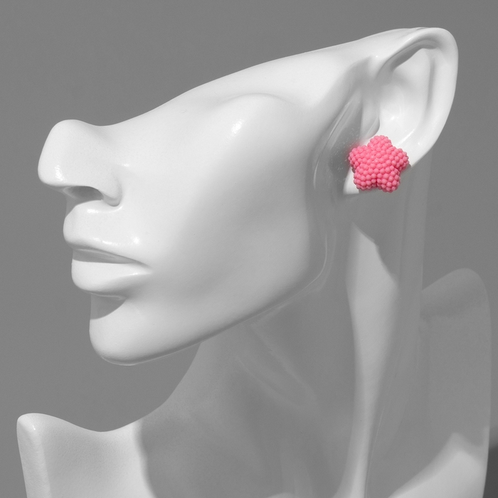 Серьги пластик «Карамель» звезда, цвет розовый Серьги пластик «Карамель» звезда, цвет розовый