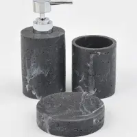 Набор для ванной "Мрамор" 3 предмета (дозатор для мыла, стакан, мыльница), цвет черный