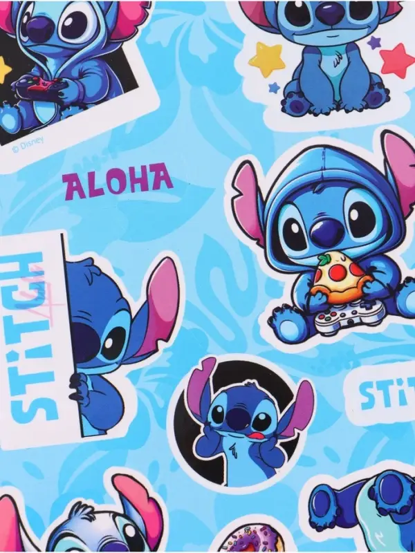 Блокнот с разделителями А6, 65 л ручка с кристаллами и стикеры-наклейки Стич 3 Блокнот с разделителями А6, 65 л ручка с кристаллами и стикеры-наклейки Стич 3