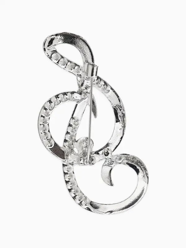 Брошь &laquo;Нота. Скрипичный ключ&raquo;, белая в серебре