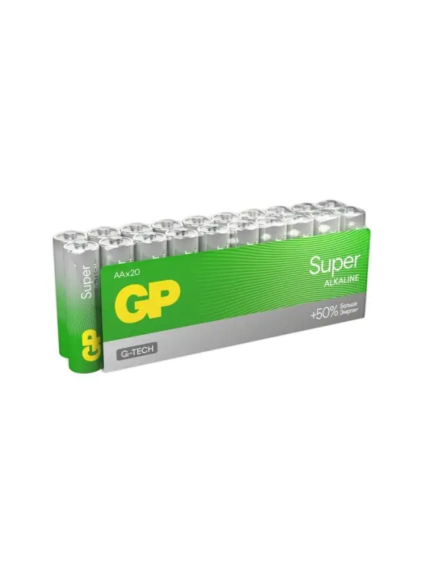 Батарейка алкалиновая GP Super Alkaline G-Tech, AA, LR6-20BOX, 1.5 В, набор, 20 шт.