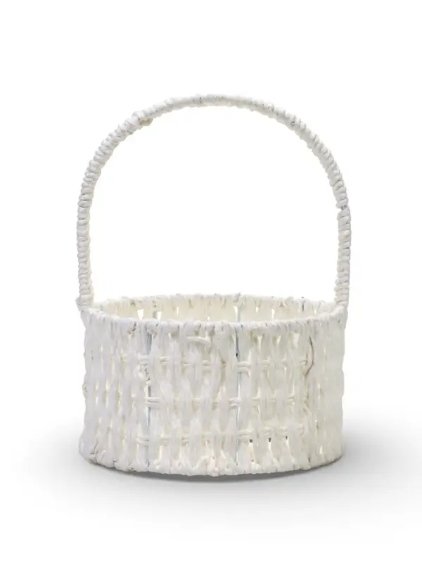 Набор корзин 3 шт пластик 20х20х11 17х17х9 14х14х7 см ручка h=10см белый круг