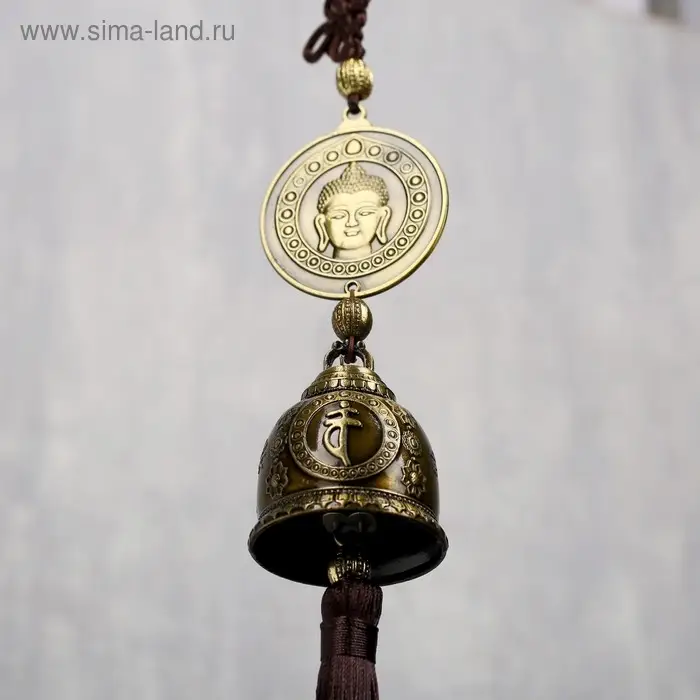 Колокольчик металл  Колокольчик металл "Монета с буддой" 1 колокол d=4,8 см 39х5,3х4,8 см
