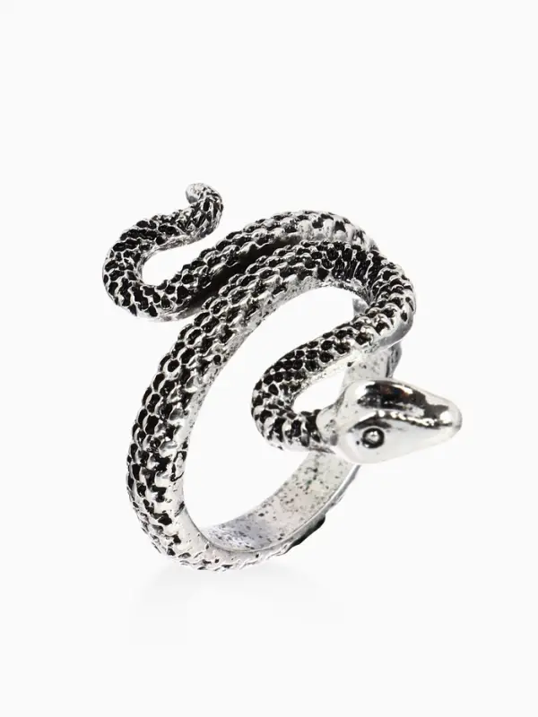 Кольцо &laquo;Змея&raquo;, изогнутая, цвет чернёное серебро, безразмерное