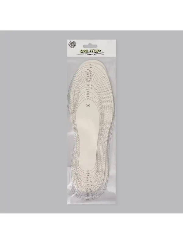 Стельки для обуви, утеплённые, универсальные, р-р RU до 43 (р-р Пр-ля до 45), 27.5 см, пара, белые