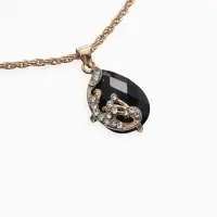 Гарнитур 3 предмета: серьги, кулон, кольцо &laquo;Капли&raquo;, чёрно-белые в золоте, 45 см