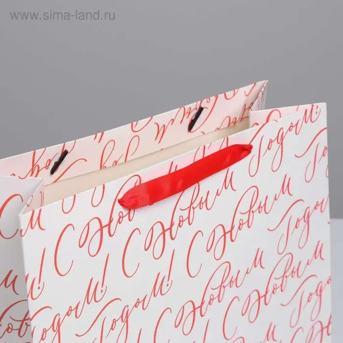 Пакет подарочный новогодний ламинированный «С Новым годом!», ML 27 х 23 х 11.5 см