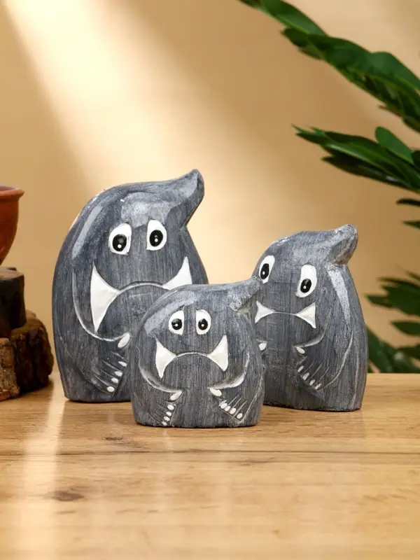 Набор сувенирный  Набор сувенирный "Привидения" дерево H 12, 9, 7 см, цв. серый