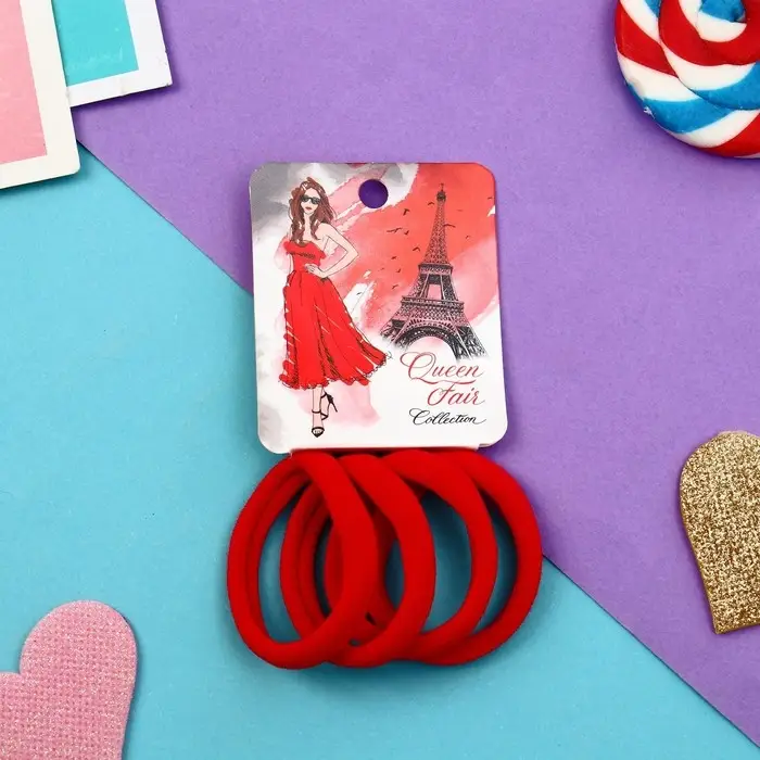 Резинка для волос Резинка для волос "Марлен" (набор 4 шт) стиль, 4 см, красный